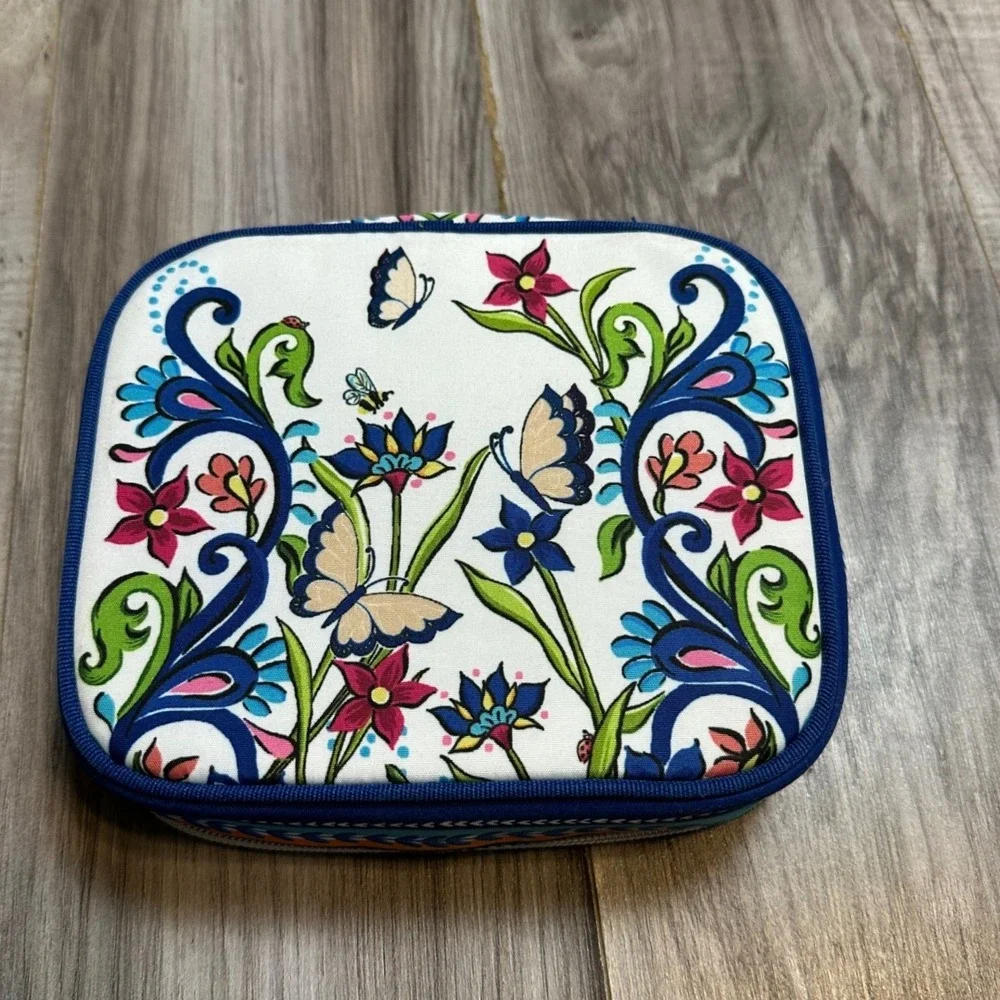 Brighton Butterfly Garden Jewelry Case Travel Organizer Blue Floral NEW